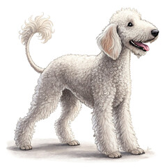 Elegant white Poodle with neatly groomed curly fur