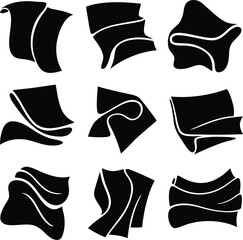 Abstract Black Fabric Textile Icons: Elegant, Minimalist, and Modern Design Elements for Branding