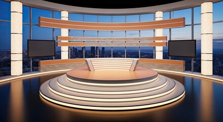 Television studio, virtual studio set. ideal for green screen compositing. 