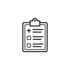 Medical checklist icon with plus sign and checkboxes isolated on white background