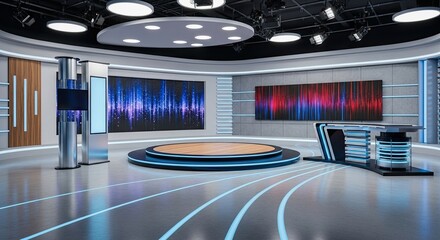 Television studio, virtual studio set. ideal for green screen compositing,