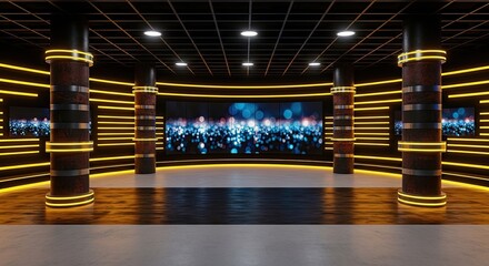 Television studio, virtual studio set. ideal for green screen compositing,