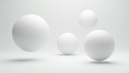 A calm and clear visual representation of several identical white balls.
