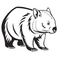 Obraz premium Black and white illustration of a wombat on the ground