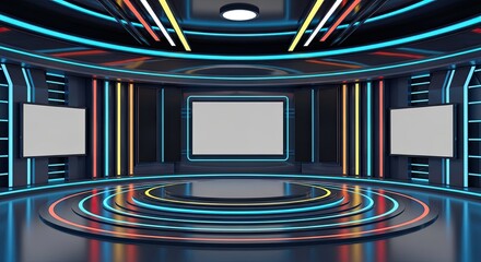Television studio, virtual studio set. ideal for green screen compositing.