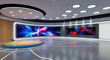 Television studio, virtual studio set. ideal for green screen compositing.