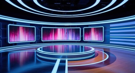 Television studio, virtual studio set. ideal for green screen compositing.