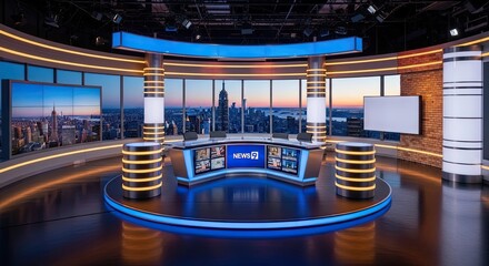 Television studio, virtual studio set. ideal for green screen compositing.