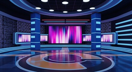 Television studio, virtual studio set. ideal for green screen compositing.