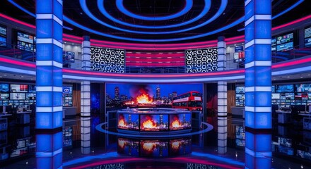Television studio, virtual studio set. ideal for green screen compositing.