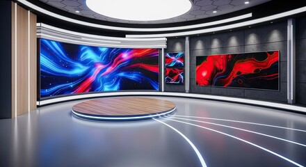 Television studio, virtual studio set. ideal for green screen compositing.