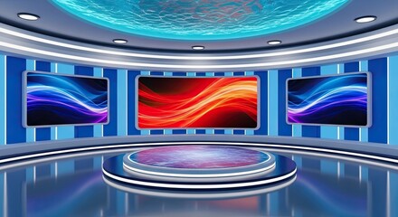 Television studio, virtual studio set. ideal for green screen compositing.