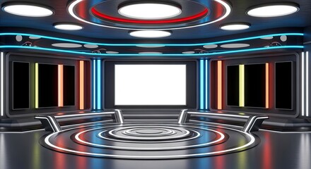 Television studio, virtual studio set. ideal for green screen compositing.