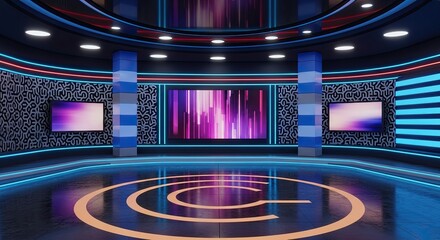 Television studio, virtual studio set. ideal for green screen compositing.