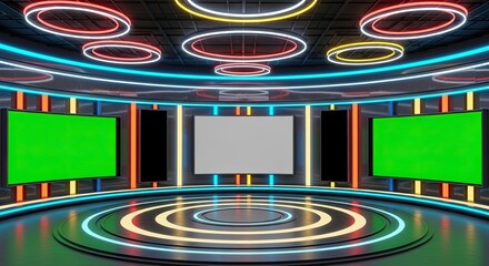 Television studio, virtual studio set. ideal for green screen compositing.