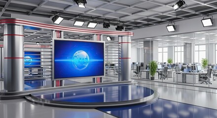 Television studio, virtual studio set. ideal for green screen compositing.