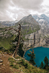 mountain landscape with lake and mountains