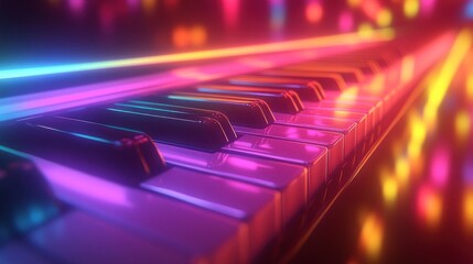 Neon piano keys glow