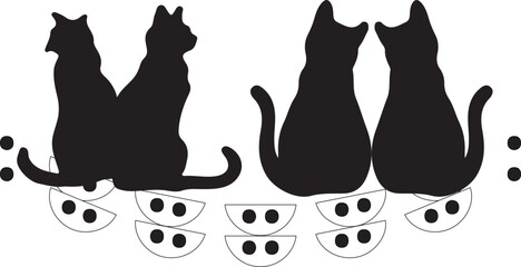 cat couple silhouette . for kids and adults. 