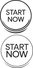 Bold start now vector button badges in modern round style ideal for call to action web pages mobile app buttons or digital marketing content