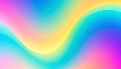 Obraz premium Vibrant Holographic Fluid Gradient Background. Abstract Digital Art with Smooth Wavy Shapes and Pastel Colors.