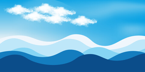 Seamless sea waves layered vector background. Blue ocean waves. Water wave pattern design.