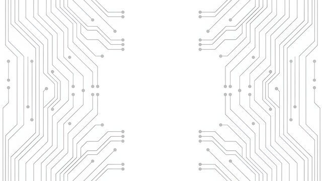 Gray circuit board design on a clean white background, perfect for tech, innovation, or modern abstract concepts, displaying lines and connectors.