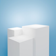파란 배경의 입체 큐브 디스플레이 &ndash; 3D Minimal Display Pedestal on Blue Background