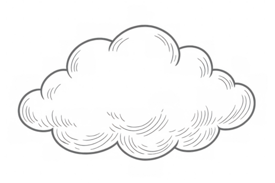 Hand-drawn white cloud floating on a transparent background, perfect for weather or dream-related designs - Powered by Adobe
