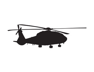 Detailed silhouette vector of a modern transport helicopter on white background