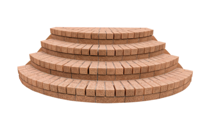 Brick outdoor steps with a curved design isolated on transparent background png