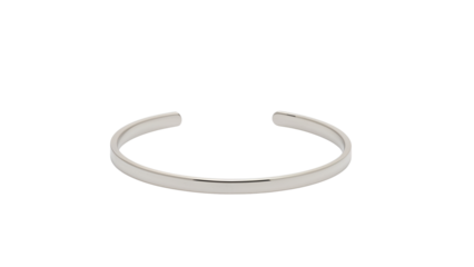 Minimalist silver cuff bracelet with a smooth isolated on transparent background png