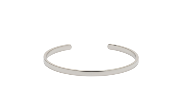 Minimalist silver cuff bracelet with a smooth isolated on transparent background png
