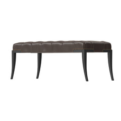 Side front view of a chesterfield style leather bench, 3d render, isolated on transparent...