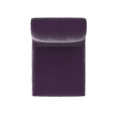 Top down view of an elegant purple velvet seat, 3d render, isolated on transparent background.