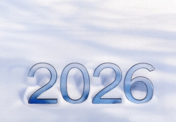 2026 Holiday Scene with white snowy numbers 2026. Concept of Festive Celebration, Winter Wonderland, Christmas. New Year