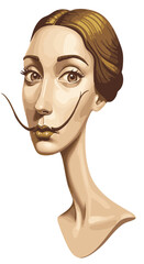 Surreal Female Portrait with Melting Features Flat Icon