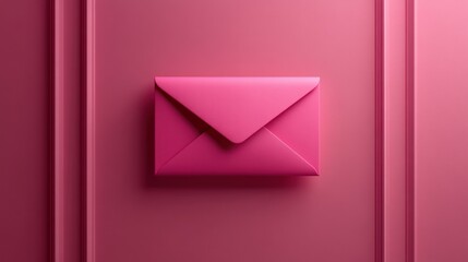 Pink envelope icon on a pink wall