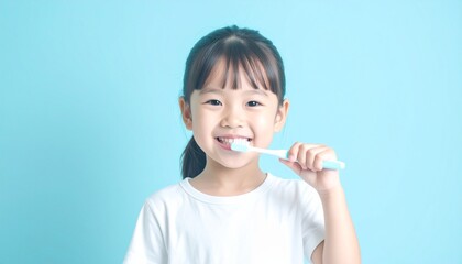 歯を磨くかわいい子供、女の子