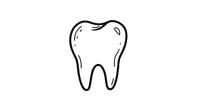 Chalk drawing of a tooth illustration on transparent background  