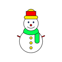 outline vector illustration of a snowman icon