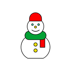 outline vector illustration of a snowman icon