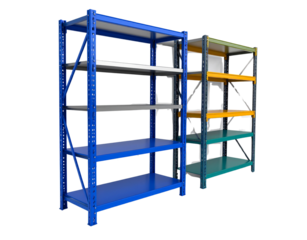   “Colorful Metal Utility Shelving Units Set, Isolated on White Background