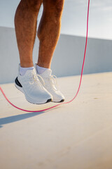 Jumping rope on a sunny day, energizing the body and mind with every leap