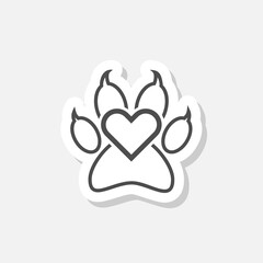 Love Paw logo icon sticker isolated on gray background