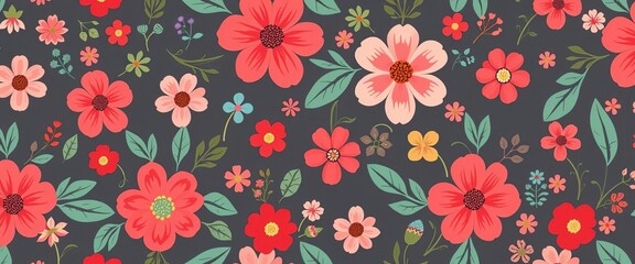Adorable flat floral seamless vector pattern Perfect for wrapping paper, fabric, textile, and web design, bloom, background