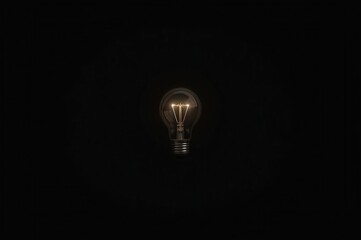 Single Light Bulb Glowing Dark Background Creative Ideas Innovation Inspiration Energy Concept Business Technology Electricity Bright Illumination Symbol
