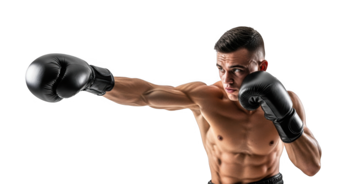 Professional Boxer Punching Forward PNG Image