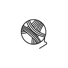 Ball of yarn or clews of thread for knitting doodle hand drawn icon.