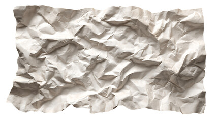 Obraz premium Crumpled paper sheet with heavy wrinkles and shadows, isolated on a white background